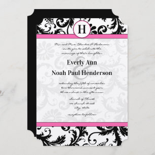 Invitation Fleur noire et blanche Damas rose Yarrow Trier