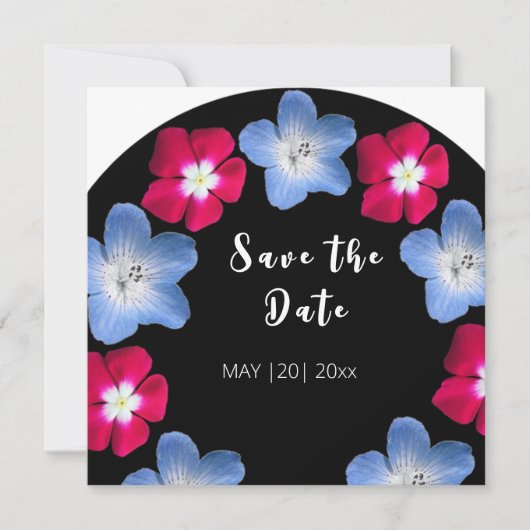 Invitation Fleur noire et rose (Devant)
