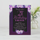 Invitation Fleur noire et violette 21ème anniversaire Dîner f (Debout devant)