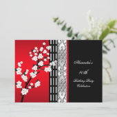 Invitation Fleur noire rouge asiatique fête d'anniversaire 2 (Debout devant)