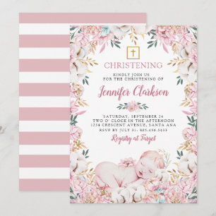 Invitation Fleur nouveau-né Christening