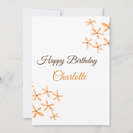 Invitation Fleur orange brune heureux anniversaire ajouter no (Devant)