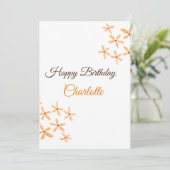 Invitation Fleur orange brune heureux anniversaire ajouter no (Debout devant)