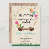Invitation Fleur où vous avez planté l'invitation (Devant / Derrière)