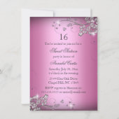 Invitation Fleur Pailletée Argent Rose pour Sweet  (Dos)