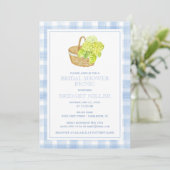 Invitation Fleur Panier Hydrangea Gingham Bleu (Debout devant)