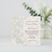 Invitation Fleur pastel blanc cassé délicate de printemps vin (Debout devant)