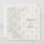 Invitation Fleur pastel blanc cassé délicate de printemps vin (Dos)