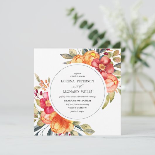 Invitation Fleur peinte Moderne ÉLÉGANT Rustique (Debout devant)