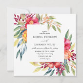 Invitation Fleur peinte Moderne ÉLÉGANT Rustique carré (Devant)