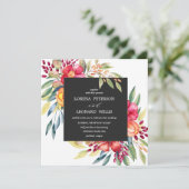 Invitation Fleur peinte Moderne ÉLÉGANT Rustique carré gris  (Debout devant)