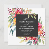 Invitation Fleur peinte Moderne ÉLÉGANT Rustique carré gris  (Devant)