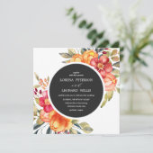 Invitation Fleur peinte Moderne ÉLÉGANT Rustique gris rond (Debout devant)