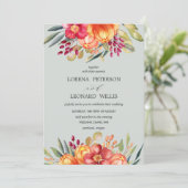 Invitation Fleur peinte Moderne ÉLÉGANT Rustique Gris Vertica (Debout devant)