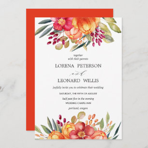 Invitation Fleur peinte Moderne ÉLÉGANT Rustique Orange