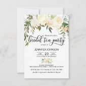 Invitation Fleur Pink Ivoire crème Fête des mariées Tea Party (Devant)