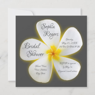 Invitation Fleur Plumeria blanche Carré moderne, Fête des mar
