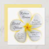 Invitation Fleur Plumeria Blanche, Jaune, Fête des mariées, (Devant / Derrière)