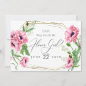 Invitation Fleur | Poppies d'aquarelle rose (Devant)