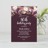 Invitation Fleur pourpre aquarelle 80e anniversaire (Debout devant)