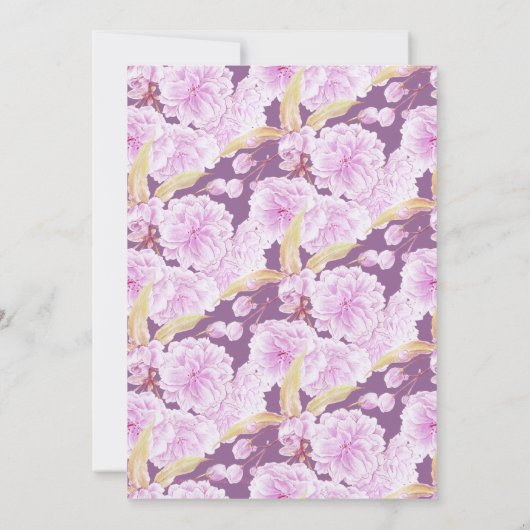 Invitation Fleur printemps violet foncé soirée réception (Dos)