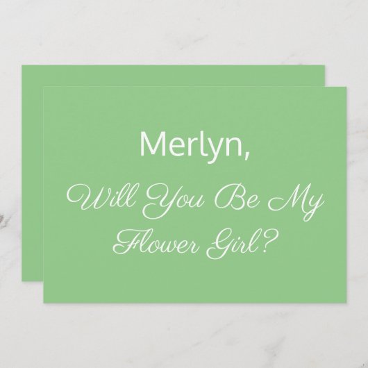 Invitation Fleur Proposition Sage vert minimal Mariage (Devant / Derrière)