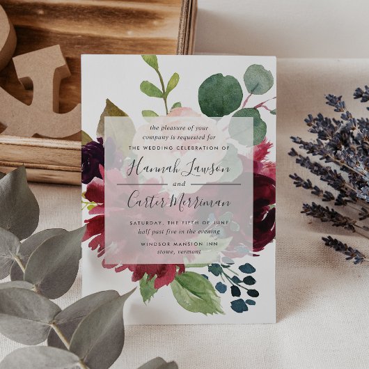 Invitation Fleur radieuse | Mariage floral de la marine et de