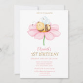 Invitation Fleur rayée de miel de bébé doux Anniversaire (Devant)