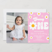 Invitation Fleur Retro Daisy Super Un 1er anniversaire (Devant)
