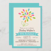 Invitation Fleur Retro Fête d'anniversaire adulte (Devant / Derrière)