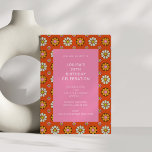 Invitation Fleur rétro Orange rose 30e fête d'anniversaire<br><div class="desc">Super Retro 60s Fleurs orange et rose 30e anniversaire Invitation - l'âge peut être changé</div>
