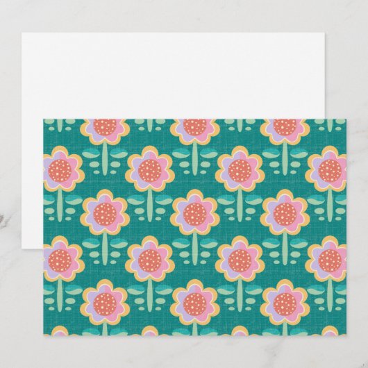 Invitation Fleur rétro ressort (Devant / Derrière)