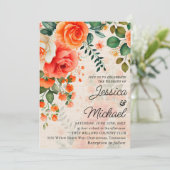 Invitation Fleur Romantique Corail Orange (Debout devant)
