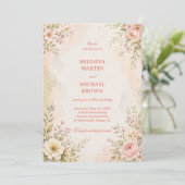 Invitation Fleur Romantique Douce (Debout devant)