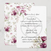 Invitation Fleur Romantique Fleur de Pivoine en Pentacle (Devant / Derrière)