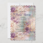 Invitation Fleur Romantique Violet Turquoise Blush (Devant)