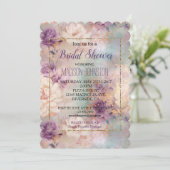 Invitation Fleur Romantique Violet Turquoise Blush (Debout devant)