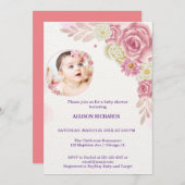 Invitation Fleur rose (Devant / Derrière)