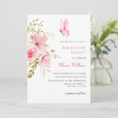 Invitation Fleur rose (Debout devant)