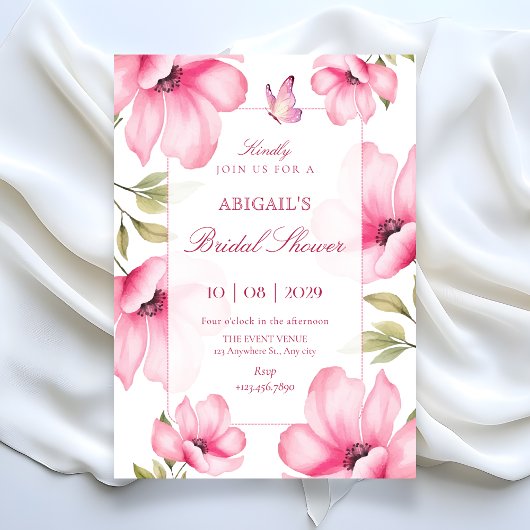 Invitation Fleur rose