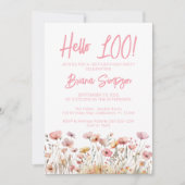 Invitation Fleur rose 100e fête d'anniversaire (Devant)