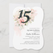 Invitation Fleur rose 15e anniversaire Quinceanera Party (Devant)