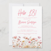 Invitation Fleur rose 18e fête d'anniversaire (Devant)