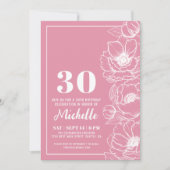 Invitation Fleur rose 30e anniversaire (Devant)
