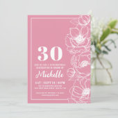 Invitation Fleur rose 30e anniversaire (Debout devant)