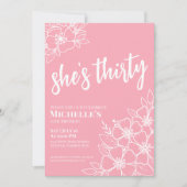 Invitation Fleur rose 30e fête d'anniversaire (Devant)