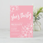 Invitation Fleur rose 30e fête d'anniversaire (Debout devant)