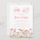 Invitation Fleur rose 40e fête d'anniversaire (Devant)