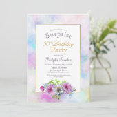 Invitation Fleur rose 50e anniversaire Surprise Party (Debout devant)