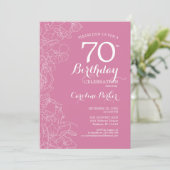 Invitation Fleur rose 70e fête d'anniversaire (Debout devant)